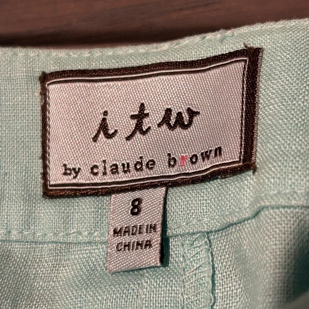 B005. itw by Claude Brown Women’s linen silk skirt turquoise color 8